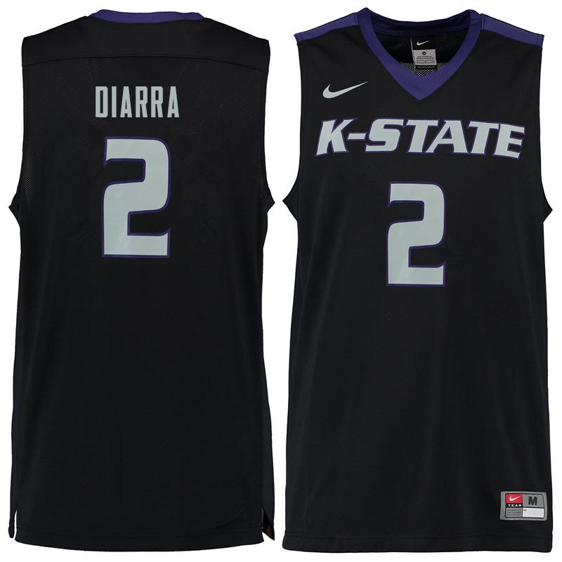 Men #2 Cartier Diarra Kansas State Wildcats College Basketball Jerseys Sale-Black